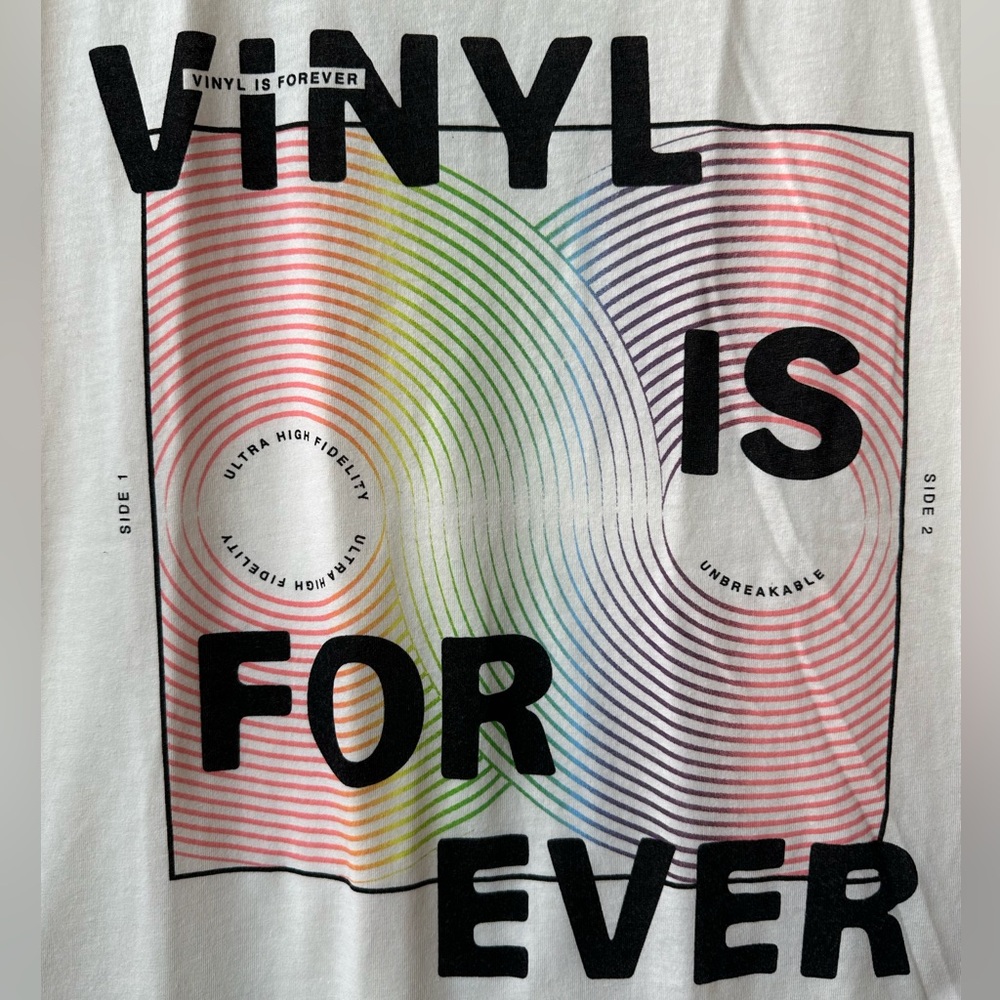 CHASER - Vinyl is Forever - Short Sleeve Crew Neck Graphic T-Shirt - Cream - XS - Picture 5 of 8